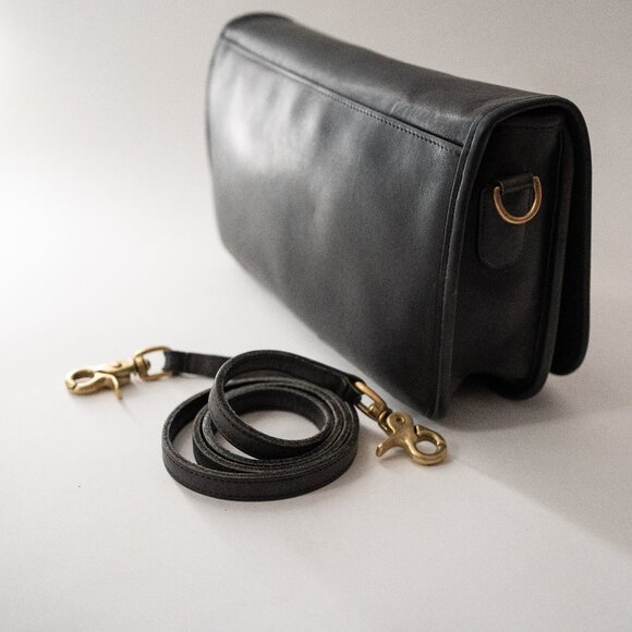 Vintage Coach Convertible Clutch - Black Leather Crossbody Made 1989 - Picture 4 of 16